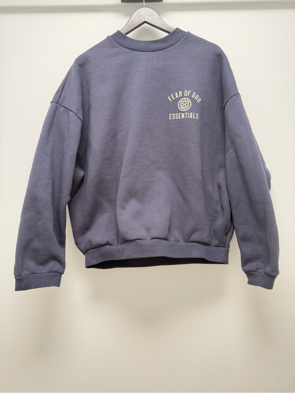 Fear Of God Essentials Marine University Fleece Crewneck Sweatshirt Size Medium - Picture 3 of 12